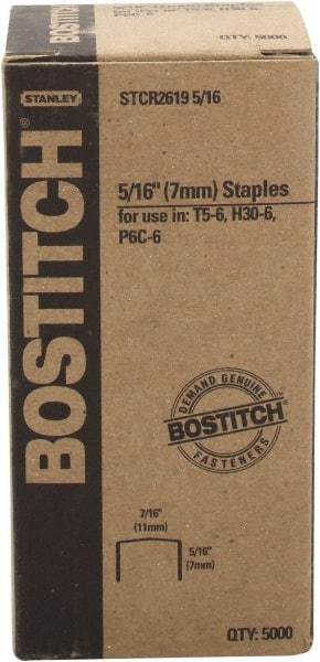 Stanley Bostitch - 1/4" Long x 7/16" Wide, 24 Gauge Crowned Construction Staple - Steel, Chisel Point - Eagle Tool & Supply