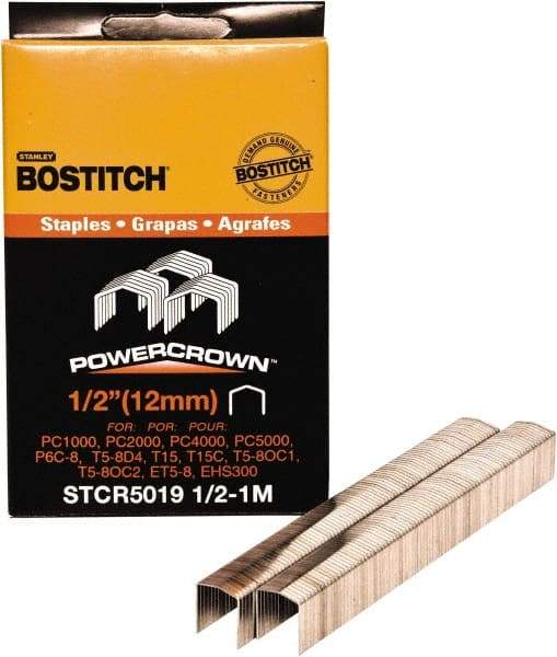 Stanley Bostitch - 1/2" Long x 7/16" Wide, 24 Gauge Crowned Construction Staple - Steel, Chisel Point - Eagle Tool & Supply