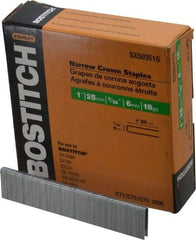 Stanley Bostitch - 1" Long x 7/32" Wide, 18 Gauge Crowned Construction Staple - Steel, Galvanized Finish - Eagle Tool & Supply