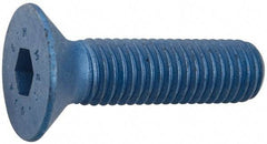 Metric Blue - M10x1.50 Metric Coarse Hex Socket Drive, 90° Flat Screw - Grade 12.9 Alloy Steel, Metric Blue Finish, Fully Threaded, 25mm OAL - Eagle Tool & Supply