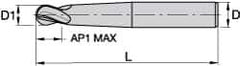 Kennametal - 5/8" Diam, 5/8" LOC, 4 Flute Solid Carbide Ball End Mill - TiAlN/TiN/TiAlN Finish, Single End, 5" OAL, 5/8" Shank Diam, Spiral Flute - Eagle Tool & Supply