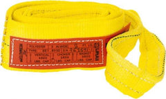 Lift-All - 8' Long x 3" Wide, 4,800 Lb Vertical Capacity, 1 Ply, Polyester Web Sling - 3,800 Lb Choker Capacity, Yellow - Eagle Tool & Supply