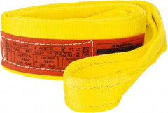 Lift-All - 8' Long x 3" Wide, 4,800 Lb Vertical Capacity, 1 Ply, Polyester Web Sling - 3,800 Lb Choker Capacity, Yellow - Eagle Tool & Supply