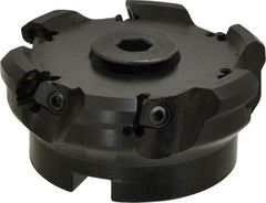 Seco - 3.94" Cut Diam, 1-1/2" Arbor Hole, 0.197" Max Depth of Cut, 43° Indexable Chamfer & Angle Face Mill - 6 Inserts, OF.. 070405 Insert, Right Hand Cut, 6 Flutes, Series R220.43 - Eagle Tool & Supply