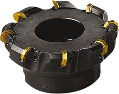 Seco - 5.39" Cut Diam, 1-1/2" Arbor Hole, 0.197" Max Depth of Cut, 43° Indexable Chamfer & Angle Face Mill - 8 Inserts, OFE. 070405 Insert, Right Hand Cut, 8 Flutes, Series R220.43 - Eagle Tool & Supply