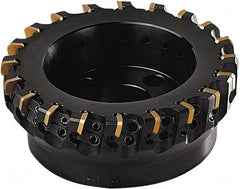Seco - 160mm Cut Diam, 40mm Arbor Hole, 1mm Max Depth of Cut, 89° Indexable Chamfer & Angle Face Mill - 20 Inserts, SEEX 1203 Insert, Right Hand Cut, 20 Flutes, Series R220.30 - Eagle Tool & Supply