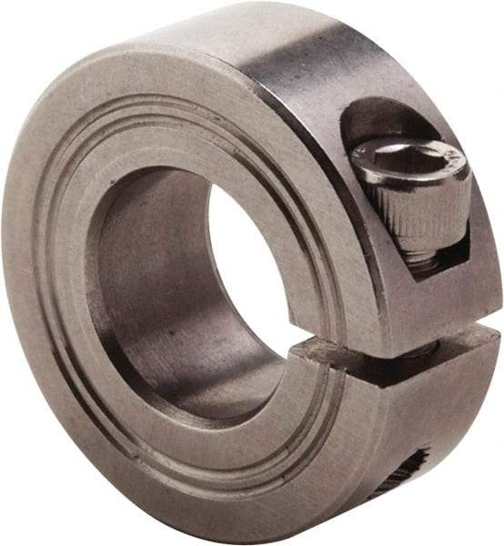 Climax Metal Products - 34mm Bore, Stainless Steel, One Piece Clamp Collar - 2-1/4" Outside Diam - Eagle Tool & Supply