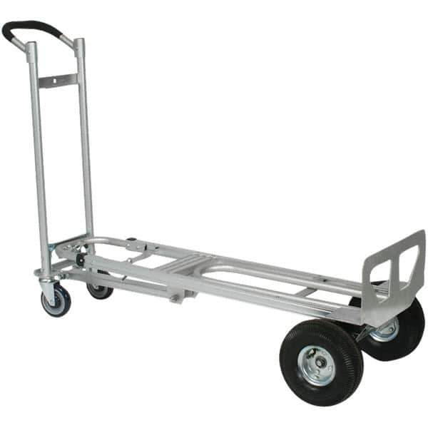 Wesco Industrial Products - 750 Lb Capacity 52" OAH 3 Position Hand Truck - 12 x 51" Base Plate, Continuous Handle, Aluminum, Full Pneumatic Wheels - Eagle Tool & Supply