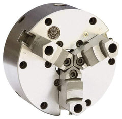 Gibraltar - 3 Jaws, 12" Diam, Self Centering Manual Lathe Chuck - Plain Back Mount Spindle, Adjustable, Reversible, 3.268" Through Hole Diam, Forged Steel - Eagle Tool & Supply