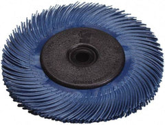 3M - 6" Diam, 7/16" Max Face Width, Plain Hole Radial Bristle Brush - 400 Grit, Super Fine Grade, 10,000 Max RPM, Blue - Eagle Tool & Supply