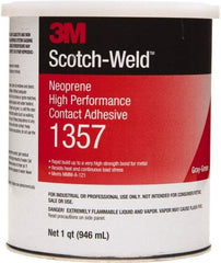 3M - 1 Qt Can Green Contact Adhesive - 1357 1QT HIGH PERFRMNC SCOTCHGRIP CONTACT ADHESV - Eagle Tool & Supply