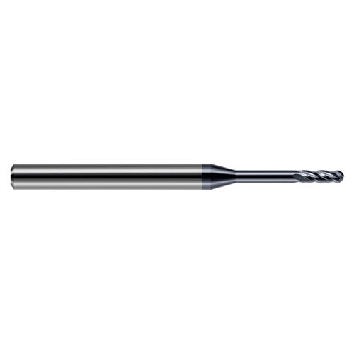 ‎0.025″ Dia. × 1/8″ Shank × 0.075″ DOC × 1-1/2″ OAL, Carbide AlTiN, Standard , 4 Flute, Ballnose End Mill - Exact Industrial Supply