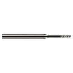 ‎0.039″ Dia. × 1/8″ Shank × 0.117″ DOC × 1-1/2″ OAL, Carbide Uncoated, Standard , 4 Flute, Ballnose End Mill - Exact Industrial Supply