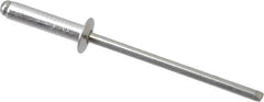 RivetKing - Size 46 Dome Head Aluminum Open End Blind Rivet - Steel Mandrel, 0.313" to 3/8" Grip, 1/4" Head Diam, 0.129" to 0.133" Hole Diam, 0.525" Length Under Head, 1/8" Body Diam - Eagle Tool & Supply