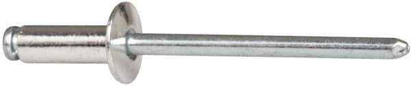 RivetKing - Size 54 Dome Head Aluminum Open End Blind Rivet - Steel Mandrel, 0.188" to 1/4" Grip, 0.312" Head Diam, 0.16" to 0.164" Hole Diam, 0.425" Length Under Head, 5/32" Body Diam - Eagle Tool & Supply