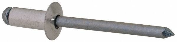 RivetKing - Size 64 Dome Head Aluminum Open End Blind Rivet - Steel Mandrel, 0.188" to 1/4" Grip, 3/8" Head Diam, 0.192" to 0.196" Hole Diam, 0.45" Length Under Head, 3/16" Body Diam - Eagle Tool & Supply