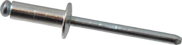 RivetKing - Size 66 Dome Head Aluminum Open End Blind Rivet - Steel Mandrel, 0.251" to 3/8" Grip, 3/8" Head Diam, 0.192" to 0.196" Hole Diam, 0.575" Length Under Head, 3/16" Body Diam - Eagle Tool & Supply