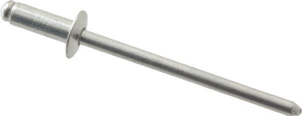 RivetKing - Size 43 Dome Head Aluminum Open End Blind Rivet - Aluminum Mandrel, 0.126" to 0.187" Grip, 1/4" Head Diam, 0.129" to 0.133" Hole Diam, 0.337" Length Under Head, 1/8" Body Diam - Eagle Tool & Supply