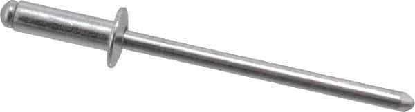 RivetKing - Size 44 Dome Head Aluminum Open End Blind Rivet - Aluminum Mandrel, 0.188" to 1/4" Grip, 1/4" Head Diam, 0.129" to 0.133" Hole Diam, 0.4" Length Under Head, 1/8" Body Diam - Eagle Tool & Supply