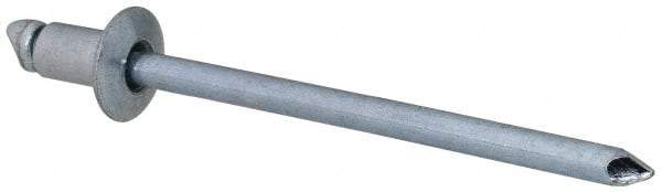 RivetKing - Size 41 Dome Head Steel Open End Blind Rivet - Steel Mandrel, 0.02" to 0.062" Grip, 1/4" Head Diam, 0.129" to 0.133" Hole Diam, 0.212" Length Under Head, 1/8" Body Diam - Eagle Tool & Supply