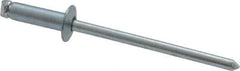 RivetKing - Size 44 Dome Head Steel Open End Blind Rivet - Steel Mandrel, 0.188" to 1/4" Grip, 1/4" Head Diam, 0.129" to 0.133" Hole Diam, 0.4" Length Under Head, 1/8" Body Diam - Eagle Tool & Supply