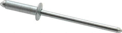 RivetKing - Size 45 Dome Head Steel Open End Blind Rivet - Steel Mandrel, 0.251" to 0.312" Grip, 1/4" Head Diam, 0.129" to 0.133" Hole Diam, 0.462" Length Under Head, 1/8" Body Diam - Eagle Tool & Supply