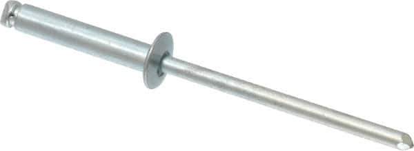 RivetKing - Size 48 Dome Head Steel Open End Blind Rivet - Steel Mandrel, 0.376" to 1/2" Grip, 1/4" Head Diam, 0.129" to 0.133" Hole Diam, 0.65" Length Under Head, 1/8" Body Diam - Eagle Tool & Supply