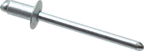 RivetKing - Size 52 Dome Head Steel Open End Blind Rivet - Steel Mandrel, 0.02" to 1/8" Grip, 0.312" Head Diam, 0.16" to 0.164" Hole Diam, 0.3" Length Under Head, 5/32" Body Diam - Eagle Tool & Supply