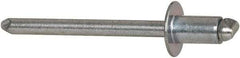 RivetKing - Size 62 Dome Head Steel Open End Blind Rivet - Steel Mandrel, 0.02" to 1/8" Grip, 3/8" Head Diam, 0.192" to 0.196" Hole Diam, 0.325" Length Under Head, 3/16" Body Diam - Eagle Tool & Supply