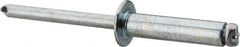 RivetKing - Size 610 Dome Head Steel Open End Blind Rivet - Steel Mandrel, 0.501" to 5/8" Grip, 3/8" Head Diam, 0.192" to 0.196" Hole Diam, 0.825" Length Under Head, 3/16" Body Diam - Eagle Tool & Supply