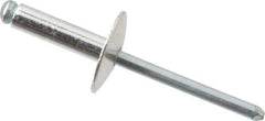 RivetKing - Size 68 Large Flange Dome Head Aluminum Open End Blind Rivet - Steel Mandrel, 0.376" to 1/2" Grip, 5/8" Head Diam, 0.192" to 0.196" Hole Diam, 0.7" Length Under Head, 3/16" Body Diam - Eagle Tool & Supply