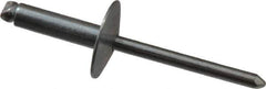 RivetKing - Size 68 Large Flange Dome Head Steel Open End Blind Rivet - Steel Mandrel, 0.376" to 1/2" Grip, 5/8" Head Diam, 0.192" to 0.196" Hole Diam, 0.7" Length Under Head, 3/16" Body Diam - Eagle Tool & Supply