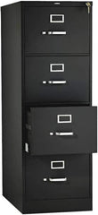 Hon - 18-1/4, 25" Wide x 52" High x 25" Deep, 4 Drawer Vertical File with Lock - Steel, Black - Eagle Tool & Supply