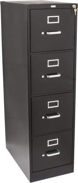 Hon - 15" Wide x 52" High x 25" Deep, 4 Drawer Vertical File with Lock - Steel, Black - Eagle Tool & Supply