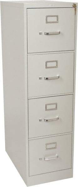 Hon - 15" Wide x 52" High x 25" Deep, 4 Drawer Vertical File with Lock - Steel, Light Gray - Eagle Tool & Supply