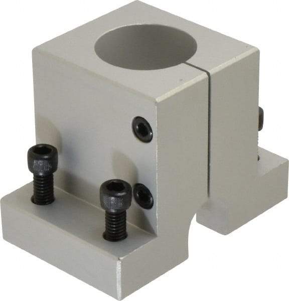 80/20 Inc. - 3-7/8 Inch Wide x 3 Inch High x 2-1/2 Inch Deep Single Shaft Stanchion Base - 1.505 Inch Hole x 0.328 Inch Bolt Hole Diameter - Eagle Tool & Supply