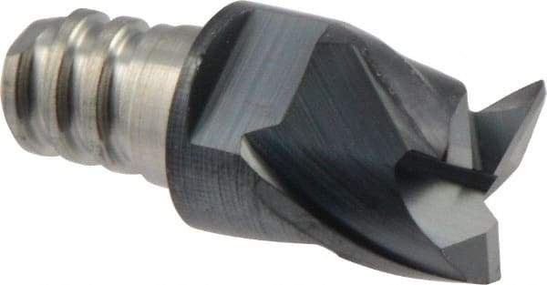 Iscar - MM ECU Grade IC908 Carbide Keyway Milling Tip Insert - TiAlN Finish, 3 Flutes, 7.7mm Cutting Diam, 4mm Depth of Cut, 10mm Extension, 0.008" Cnr Rad, 38° Helix - Eagle Tool & Supply