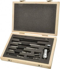 SPI - 2 to 8", Mechanical, Interchangeable Rod Micrometer - 0.001 Inch Graduation, Accurate Up to 0.0004 Inch, 0.248 Inch Rod Diameter, 1/2 Inch Travel, 6 Rods, NIST Traceability Certification Included - Eagle Tool & Supply