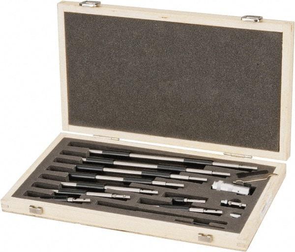 SPI - 2 to 12", Mechanical, Interchangeable Rod Micrometer - 0.001 Inch Graduation, Accurate Up to 0.0004 Inch, 0.248 Inch Rod Diameter, 1/2 Inch Travel, 10 Rods, NIST Traceability Certification Included - Eagle Tool & Supply