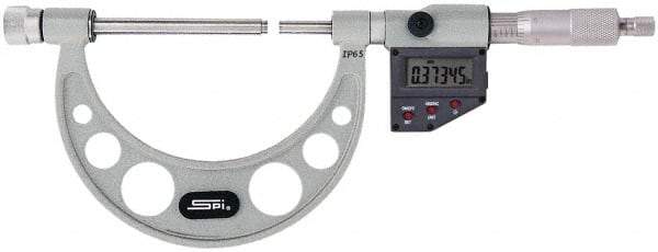 SPI - 3 Anvil, Electronic, 12 to 16 Inch Range, Carbide Face Interchangeable Anvil Micrometer - Ratchet Stop Thimble, 0.0001 Inch Resolution, 0.0004 Inch Accuracy, Includes Fitted Case - Eagle Tool & Supply