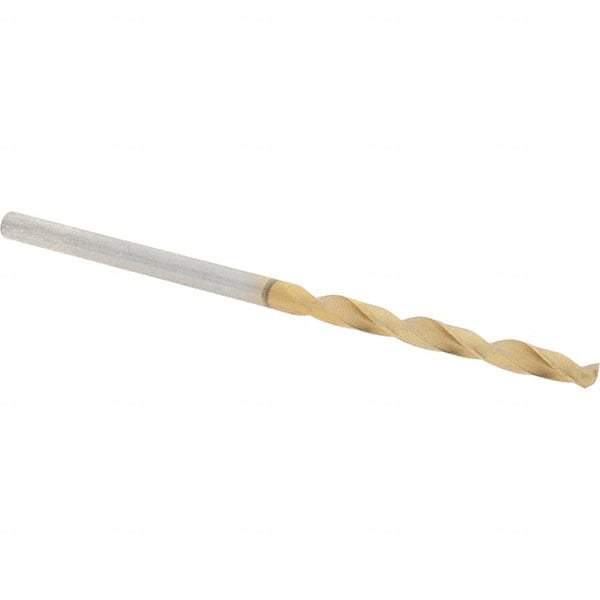 Guhring - #44 118° High Speed Steel Jobber Drill - TiN Finish, Right Hand Cut, Spiral Flute, Straight Shank, 53mm OAL, Standard Point - Eagle Tool & Supply