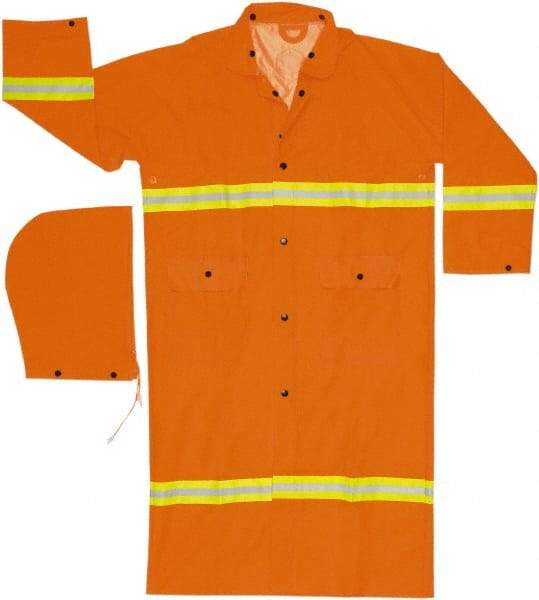 MCR Safety - Size 4XL, High Visibility Orange, Rain Jacket - 2 Pockets, Attached Hood - Eagle Tool & Supply
