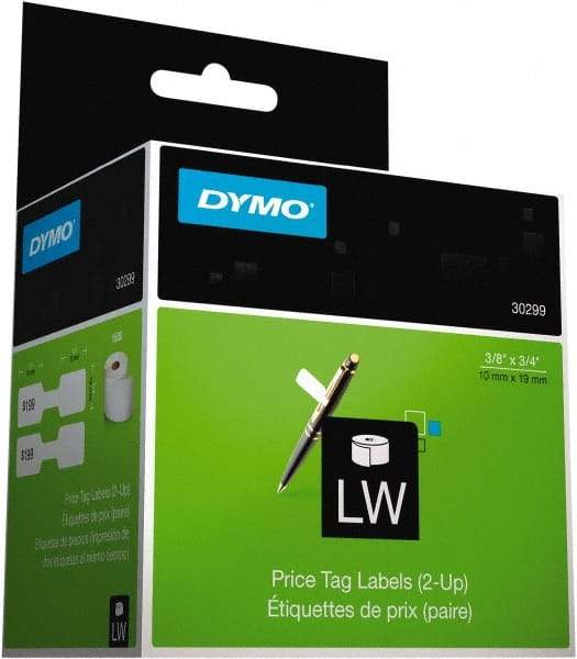 Dymo - 3/8" Wide x 3/4" Long, White Price Tag - For DYMO LabelWriter Printers - Eagle Tool & Supply