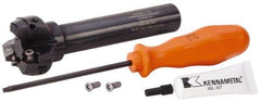 Kennametal - 1.518" Cut Diam, 0.064" Max Depth, 3/4" Shank Diam, Cylindrical Shank Indexable High-Feed End Mill - Screw Holding Method, HNGJ0604ANENLD Insert, KSHR Toolholder, Through Coolant - Eagle Tool & Supply