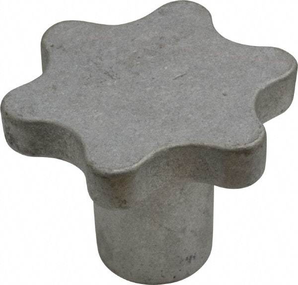 Made in USA - 2-1/2" Head Diam, 6 Point Scalloped Knob - 1/2" Hole, Aluminum - Eagle Tool & Supply