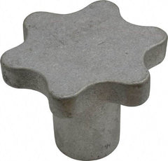 Made in USA - 2-1/2" Head Diam, 6 Point Scalloped Knob - 1/2" Hole, Aluminum - Eagle Tool & Supply
