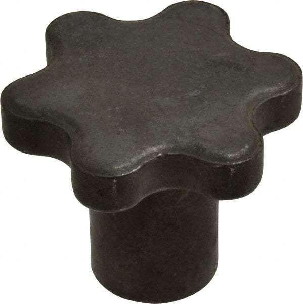 Made in USA - 2" Head Diam, 6 Point Scalloped Knob - 3/8-16 Hole, Steel - Eagle Tool & Supply