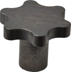 Made in USA - 2-1/2" Head Diam, 6 Point Scalloped Knob - 1/2-13 Hole, Steel - Eagle Tool & Supply