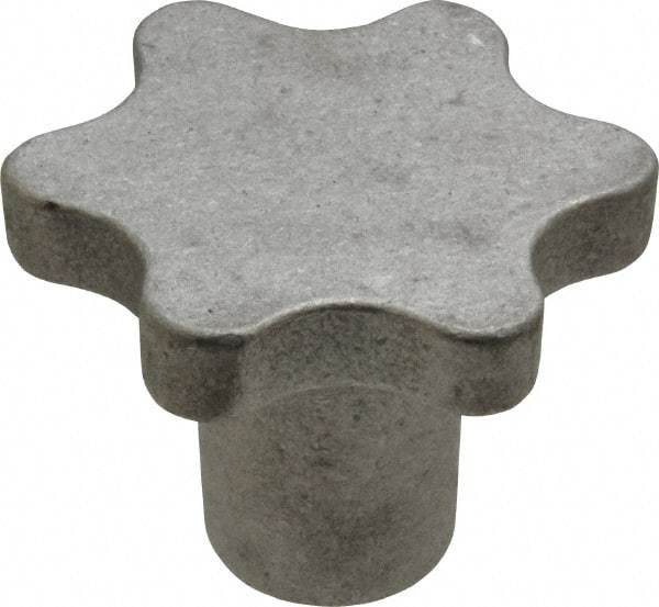 Made in USA - 2-1/2" Head Diam, 6 Point Scalloped Knob - 1/2-13 Hole, Aluminum - Eagle Tool & Supply