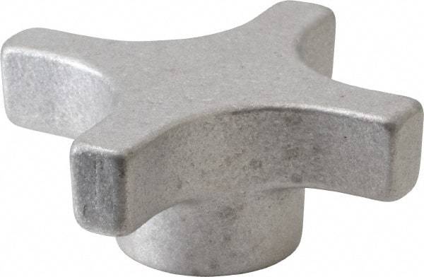 Made in USA - 3" Head Diam, 4 Point Lobed Knob - Aluminum - Eagle Tool & Supply